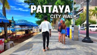 Pattaya Thailand city walk Beach road 4K