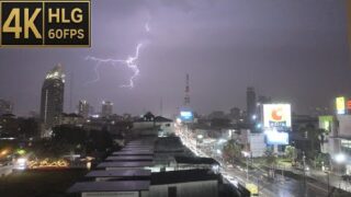 [4K Lifestyle in Pattaya] Squall Heavy Rainy Day View | Pattaya | White Noise | 20250510